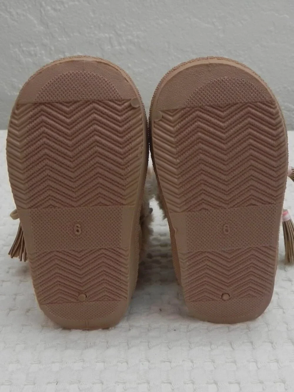 First Steps Faux Fur Tan Winter Bootie Girls Toddler Size 6
